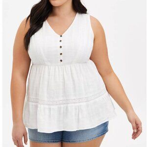 GUC Babydoll Cotton Crochet Inset Tiered Tank